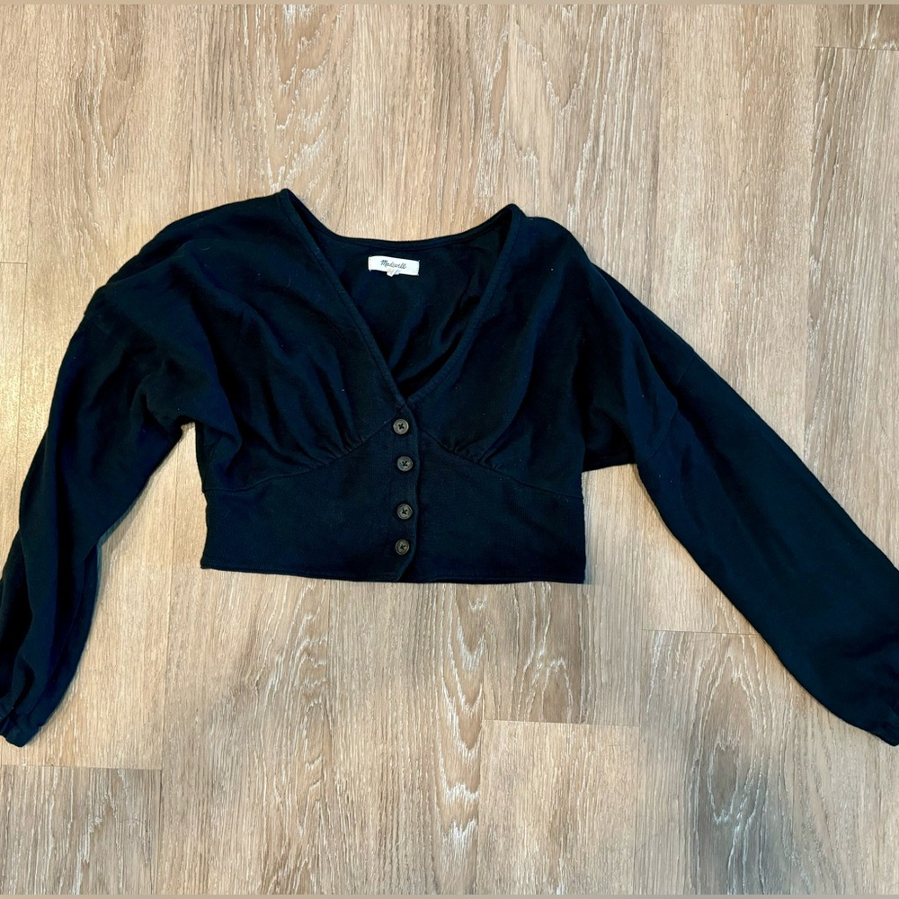 Madewell Deep-V Button-Front Crop Top